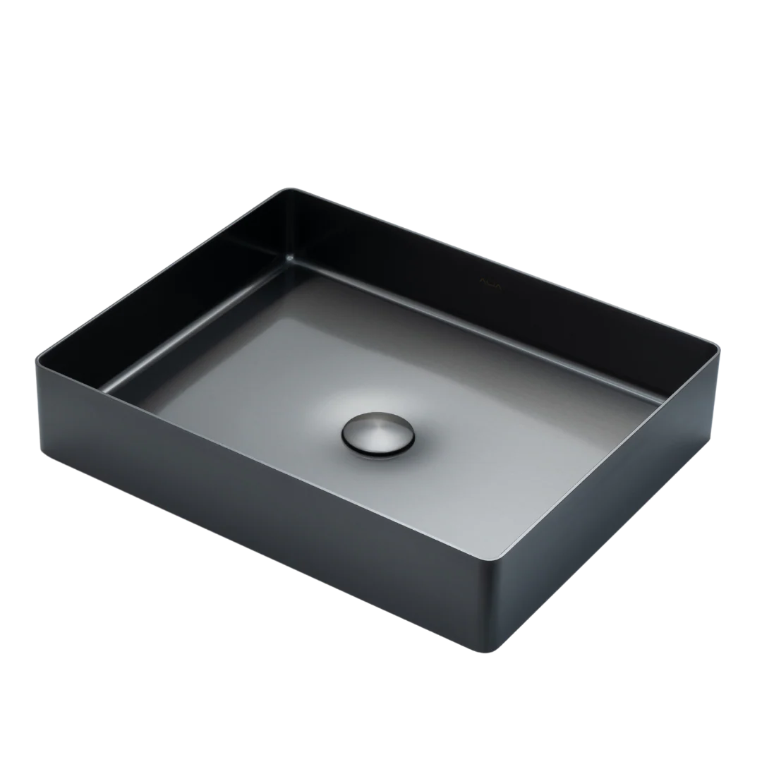 SS Rectangular Basin in Gunmetal Grey, Brushed Silver