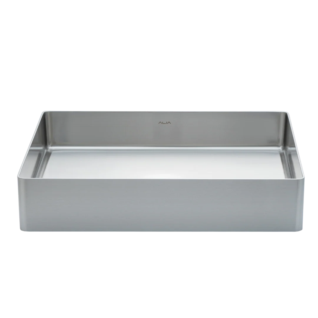 SS Rectangular Basin in Gunmetal Grey, Brushed Silver
