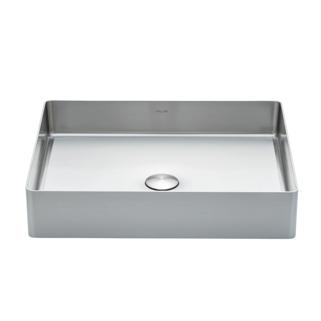 SS Rectangular Basin in Gunmetal Grey, Brushed Silver