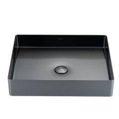 SS Rectangular Basin in Gunmetal Grey, Brushed Silver