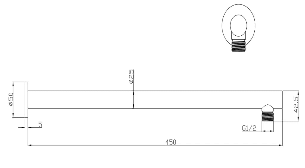 LVB Mica Wall Shower Arm – 450mm – Straight