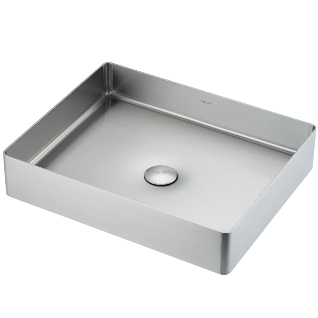 SS Rectangular Basin in Gunmetal Grey, Brushed Silver