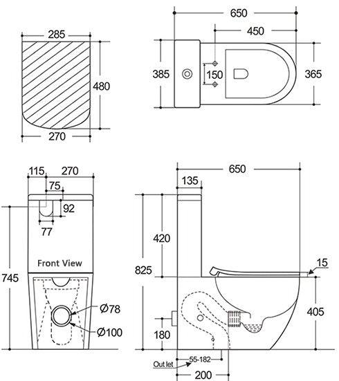 CURVY RIMLESS CLEANFLUSHING BTW TOILET SUITE