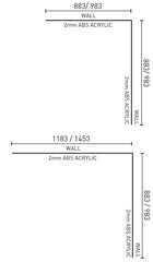 Standard Shower Wall 1000x1000x2000 White 2-sided