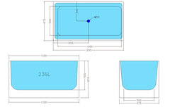 Quadro Free Standing Multifit Square corner Bathtub 1000mm 1200mm 1300mm 1400mm 1500mm 1700mm