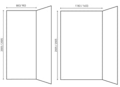 Standard Shower Wall 1000x1000x2000 White 2-sided