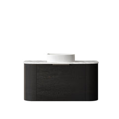 BONDI 900MM BLACK OAK WALL HUNG CURVE VANITY