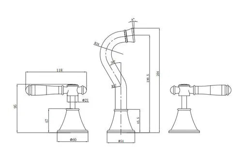 Clasico Wall BasinBath Set - Standard Handle