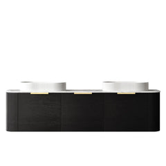 BONDI 1800MM BLACK OAK WALL HUNG CURVE VANITY