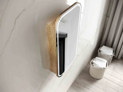 LED NEWPORT 900X450 NATURAL OAK SHAVING CABINET SOFT SQUARE