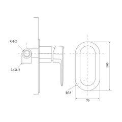 ZIZa Shower Mixer,Chrome,Black
