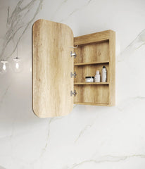 LED NEWPORT 900X450 NATURAL OAK SHAVING CABINET SOFT SQUARE