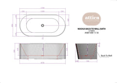 ATTICA NOOSA 1700 MATTE WHITE BTW MULTI-FIT BATH