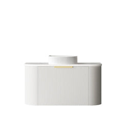 BONDI 900MM SATIN WHITE FLUTED WALL HUNG CURVE VANITY