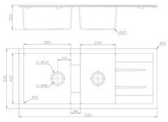 Fomos Sink 1160 x 500mm Black