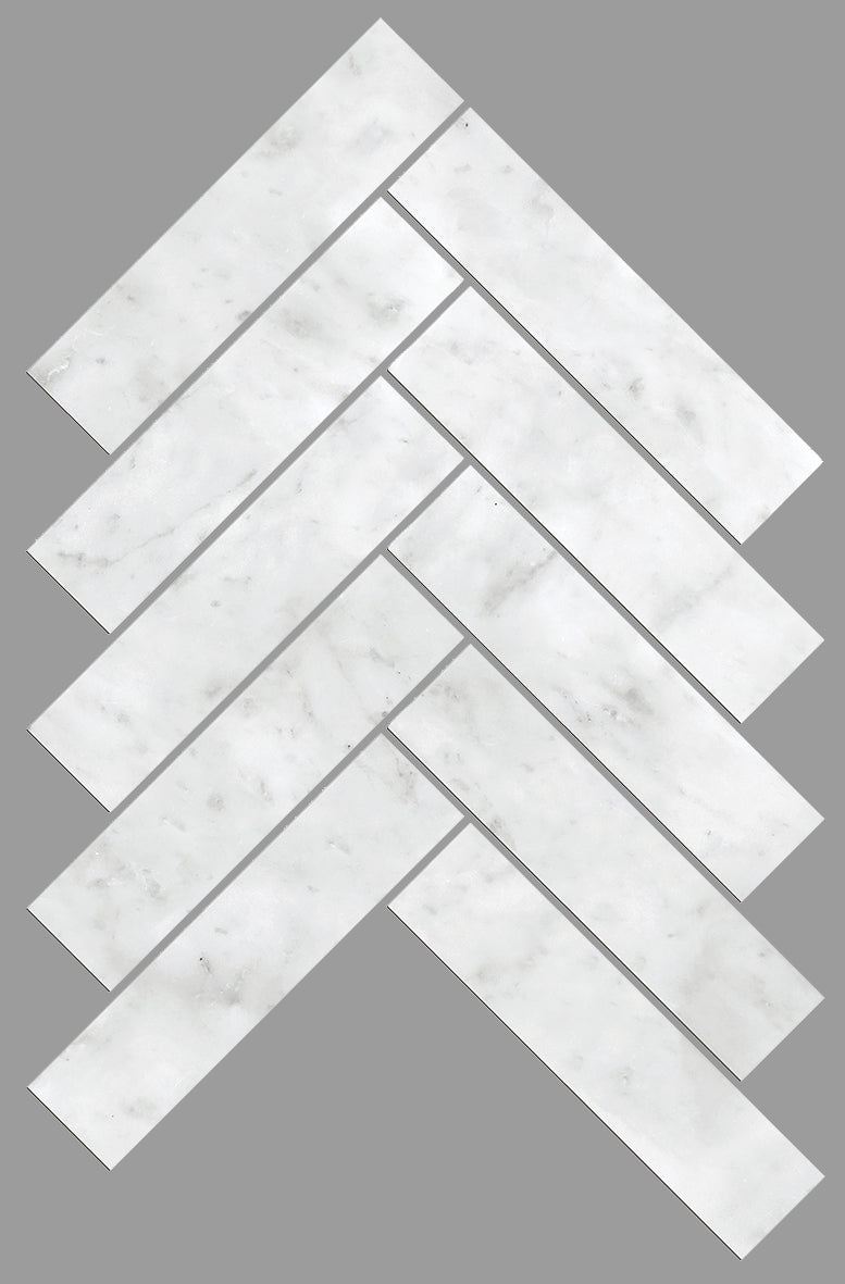 HB35150CA-H ARTEMIS CARRARA WHITE HERRINGBONE HONED 35X150