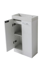 ASSOCIATE 50 x 25 FLOOR STANDING WHITE GLOSS COMPACT VANITY WITH POLYMARBLE TOP
