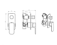 OSKAR SHOWER MIXER WITH DIVERTER MATTE BLACK