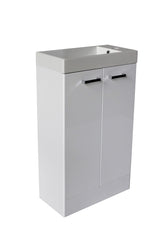 ASSOCIATE 50 x 25 FLOOR STANDING WHITE GLOSS COMPACT VANITY WITH POLYMARBLE TOP