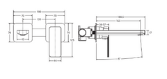 MANO Basin/Bath Wall Mixer Set, Square Plates, 160mm Outlet, Chrome, Matte Black, Brushed Nickel, Gun Metal,  Urban Brass