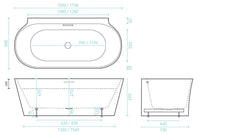 AURORA 1500/1700 Back-To- Wall Free Standing Bath