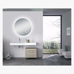 NITHYA 900mm Round 3 Color Lighting LED Mirror with Magnifying Mirror Touch Sensor Switch Defogger Pad Wall Mounted