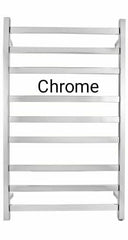 PERLA Square Heated Towel Ledder With 9 Bars In Chrome, And Matte Black Available W600xH1000xD120