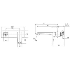 Phoenix ARGO Wall Bath Mixer Set 180mm