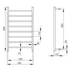Phoenix ARGO Towel Ladder 650mm Or 920mm S/S