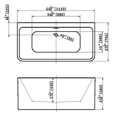 QUADRO BACK TO WALL BATH AND SPA-BATH 1400 AND 1600