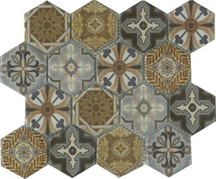 GS003 ARABIA SILVER PATTERNED HEXAGON SATIN 73X73