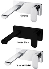 CURVY Wall Basin/Bath/ Mixer With Spout In Chrome, Matte Black And Brushed Nickel