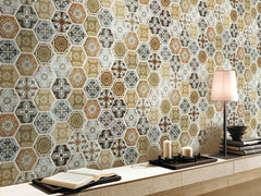 GS003 ARABIA SILVER PATTERNED HEXAGON SATIN 73X73