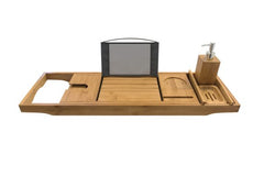 BAMBOO Bath Caddy, Soap Dish And Dispenser