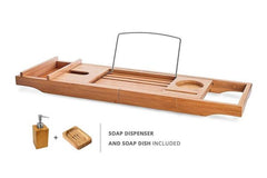 BAMBOO Bath Caddy, Soap Dish And Dispenser