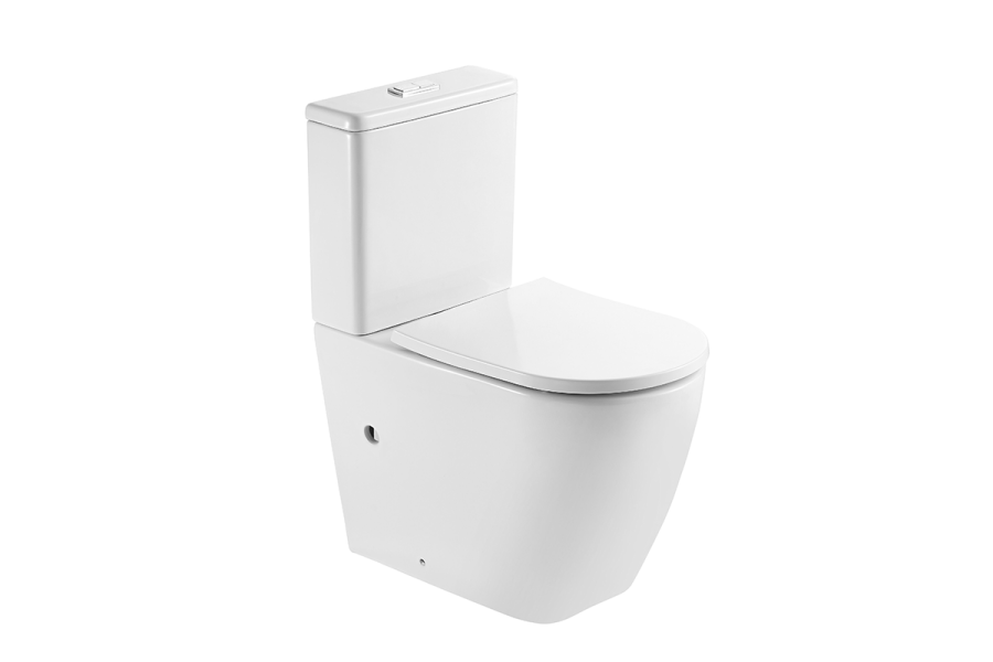 SQUIRCLE Rimless Tornado Back To Wall Toilet Suite In Gloss White With S/P Trap & Back/Left or Right Bottom Inlet Cistern