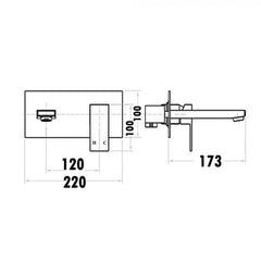 Quadro Wall Basin/Bath Mixer with spout- Black