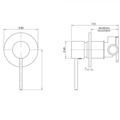 Rund Shower/Bath Mixer - Black
