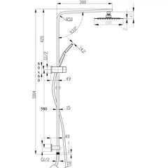 Quadro Twin Shower, Hand Shower With Overhead Rain Shower in Chrome