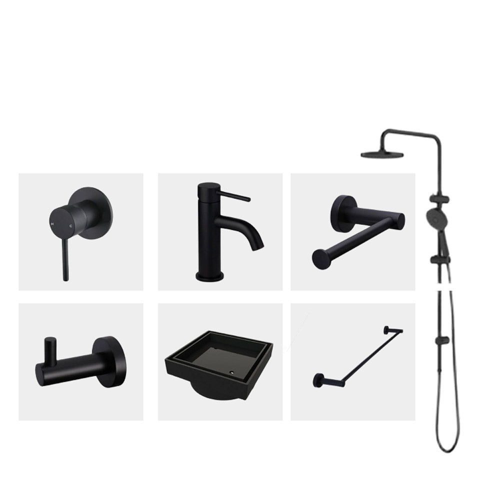 Chloe Round Matte Black Bathroom Package