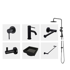 Chloe Round Matte Black Bathroom Package