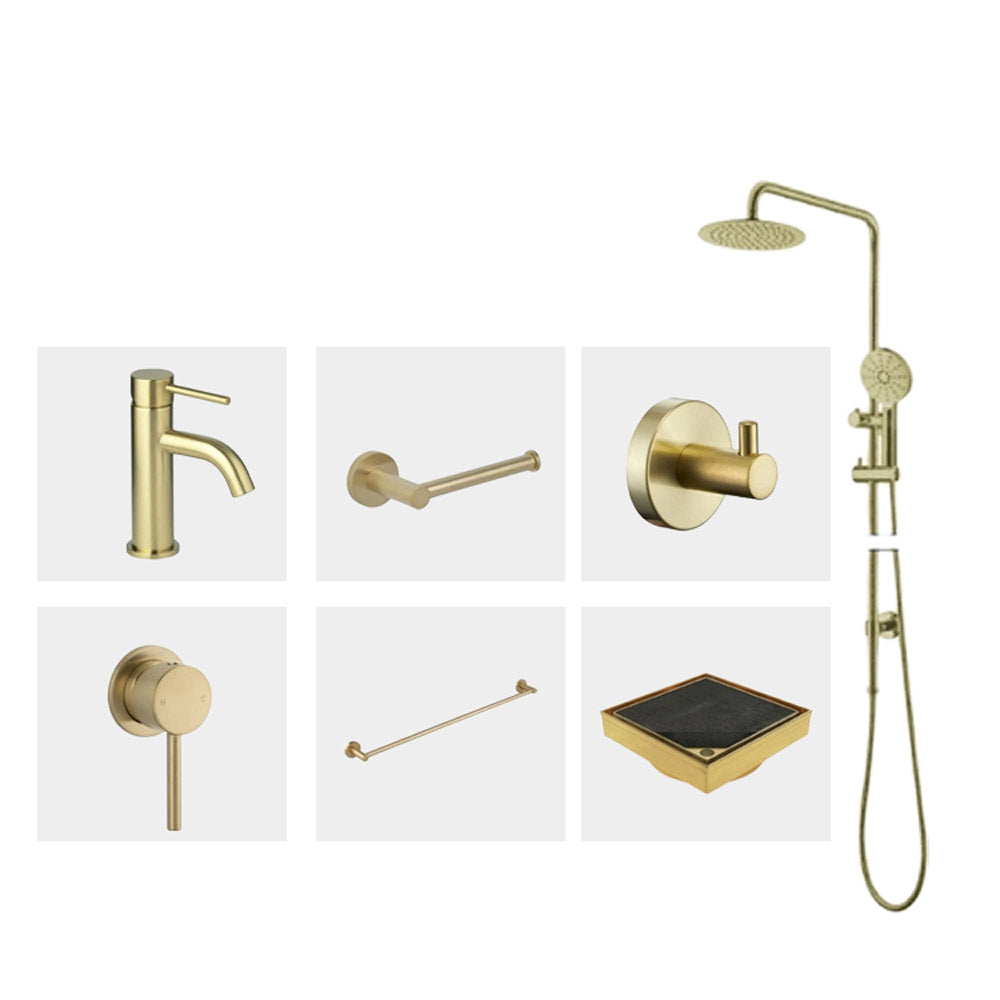 Ovia Round Brushed Gold Bathroom Package