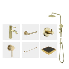 Ovia Round Brushed Gold Bathroom Package