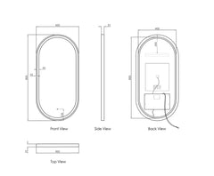 LED BRIGHTON 900X450 GOLD METAL FRAME MIRROR WITH TUFFI GLASS