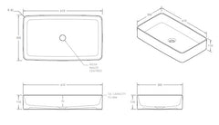 INO Gloss White Ceramic Basin In 610 W x 110 H x 350 mm