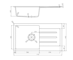 ZIZA Fomos Sink 770 x 440mm Black,White