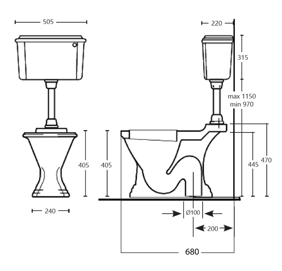 MIDLAND Toilet With Low Level Cistern