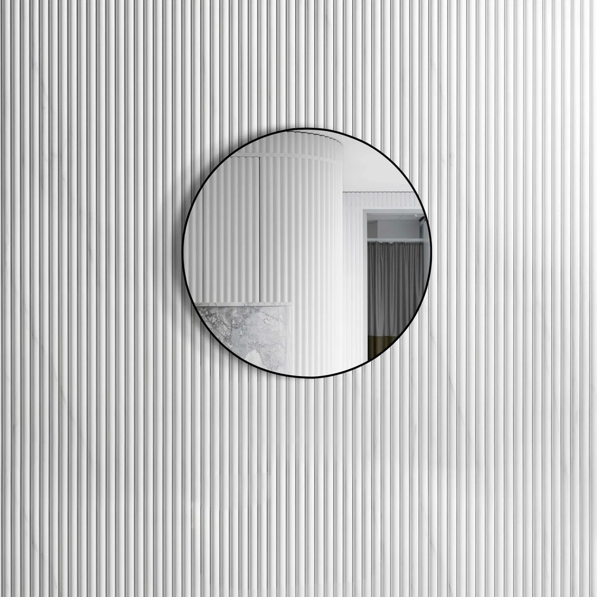 LONDON 700MM BLACK METAL FRAME MIRROR