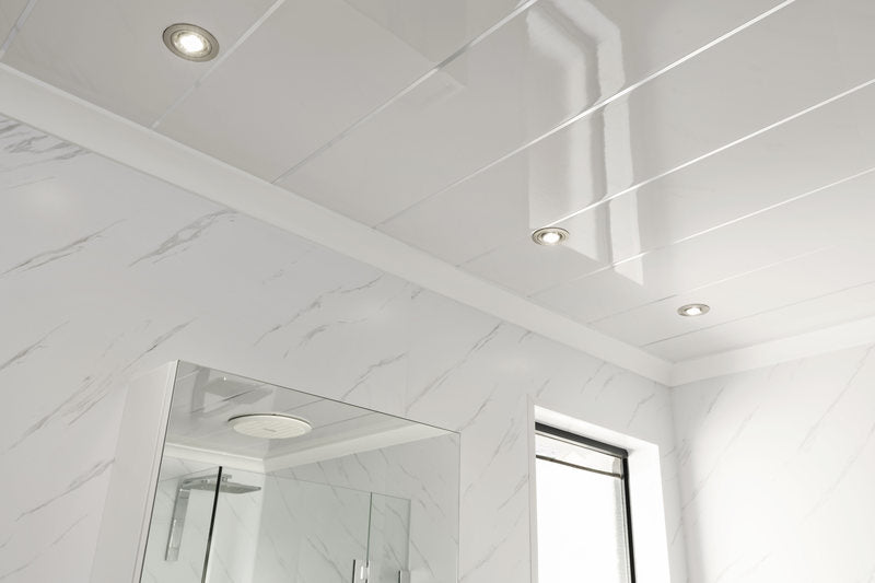 WHITE GLOSS Single Chrome Inlay Ceiling Panel 2700x250x5mm