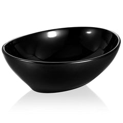 OVAL Gloss Black Above Counter Ceramic Basin 410 x 340 x 145 mm